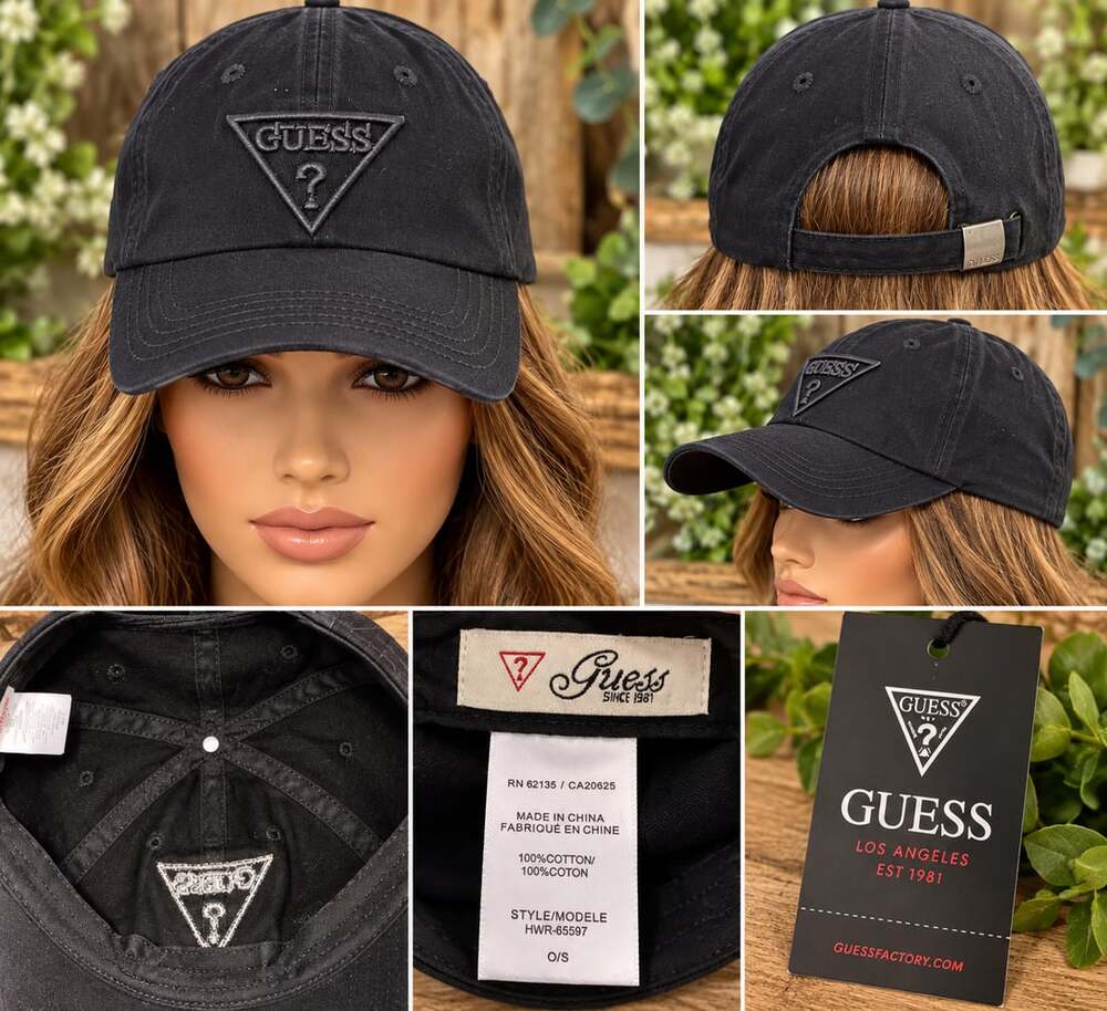 Guess Logo Baseball Cap Size O/S Black Cotton HWR-65597